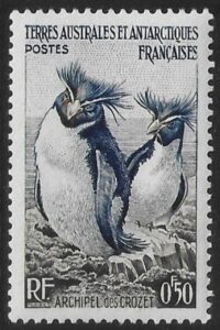 1956 French Antarctic SG.4 50c Rockhopper Penguins. U/M (MNH)