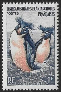 1956 French Antarctic SG.5 1F Rockhopper Penguins U/M (MNH)