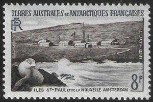 1956 French Antarctic SG.9 10F Kerguelen Fur Seal & Settlement. U/M (MNH)