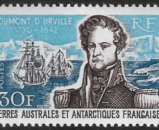 1968 French Antarctic - SG.44  Dumont D'Urville Commemoration. U/M (MNH) 'some toning on back'