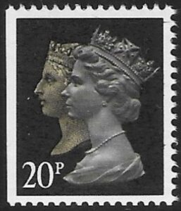 SG.1469 20p phos. brownish black & cream. imperf Left Harrison. ex booklet FH20 U/M (MNH)