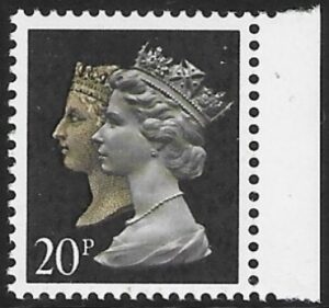 SG.1470 20p 2B brownish black & cream. Harrison. ex booklet DX11 U/M (MNH)