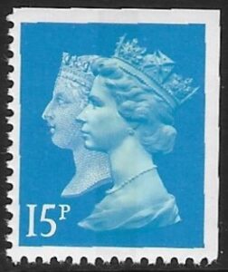 SG.1475 15p bright blue CB imperf Top & Right. Walsall ex booklet JA1. U/M (MNH)