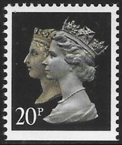 SG.1476  20p phos brownish black & cream  imperf  Bottom. Walsall. ex booklet  JD3 U/M (MNH)