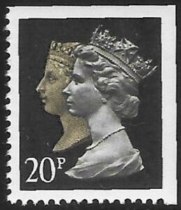 SG.1476 20p phos brownish black & cream imperf Top & Right. Walsall. ex booklet JB1 U/M (MNH)