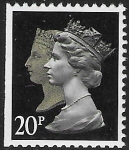 SG.1476  20p phos brownish black & cream  imperf  Left. Walsall. ex booklet FH19 U/M (MNH)