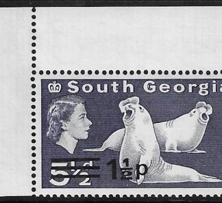 1977 South Georgia SG.55w  1½p on 5½d  deep violet. wmk 14 crown to right of CA  (scarce) U/M (MNH)