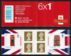 2009  PM16  6 x 1st Design Classics, Bus and Telephone Box ( SG. 2911 & 2912 ) + 4  Machin's.