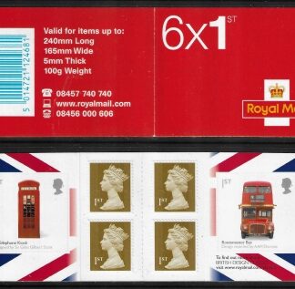2009  PM16  6 x 1st Design Classics, Bus and Telephone Box ( SG. 2911 & 2912 ) + 4  Machin's.