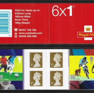 2010 PM26  6 x 1st. Olympics No 4. Football and Cycling (SG. 3108a & 3108b) + 4  Machins (MA10).