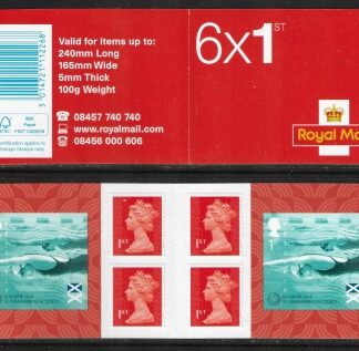 2014 PM43  6 x 1st. Commonwealth Games Glasgow (2x  SG.3625) + 4 Machin's (M14L)