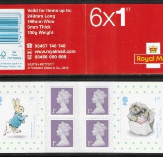 2016 PM52  6 x 1st. Beatrix Potter  (SG.3862 & 3863) + 4 Machin's