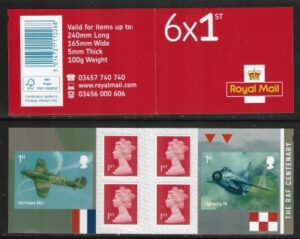 2018 PM59  6 x 1st. RAF Centenary(SG.4065 & 6) + 4 x Machin (M18L).