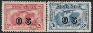 1931 Australia SG.O123-4 'Kingsford Smith's Flights' 2 values fine used.
