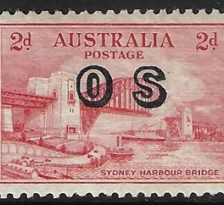 1932  Australia  SG.0134  2d scarlet   overprinted 'OS'  very lightly mounted mint.
