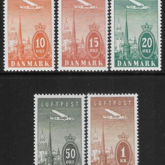 1935  Denmark  SG.287-91 'AIR' set 5 values U/M (MNH)