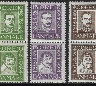 1924 Denmark SG.218B-23B  300th Anniv. of Danish Post. (head facing right). U/M (MNH)