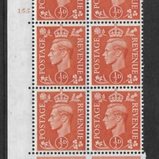 1951 ½d pale orange  Q3 (SG.503) cylinder 155 no dot perf E/I  mounted mint