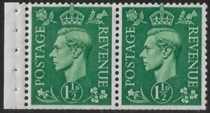 QB28 1½d  pale green perf E (pane of 2 from BD5)  U/M