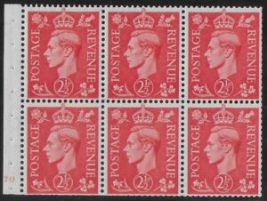 QB34  2½d pale scarlet. cyld J70 no dot. perf.B3(i) mounted mint