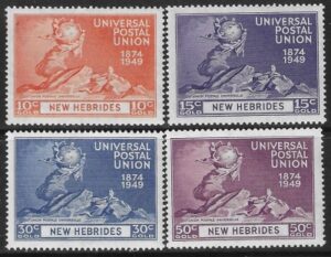 1949 New Hebrides. SG.64-7  Universal Postal Union set 4 values U/M (MNH)