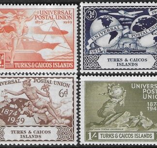 1949 Turks & Caicos. SG.217-20  Universal Postal Union set 4 values U/M (MNH)
