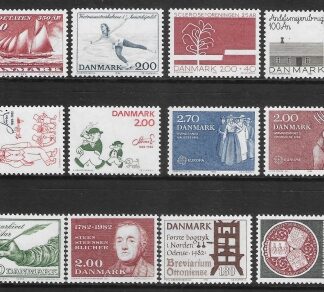 1982 Denmark. Commemoratives SG.740-51 year set complete. U/M (MNH) cat val. £16.55