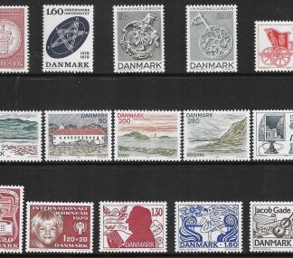 1979 Denmark. Commemoratives SG.667-81 year set complete. U/M (MNH) cat val. £16.55