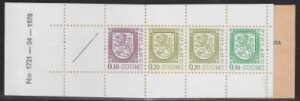 1978 Finland Stamp Booklet SB13s 'Lion' with booklet pane SG.865ab U/M (MNH)