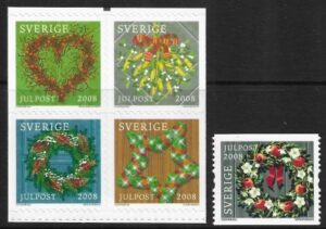 2008 Sweden SG.2583-7 Winter Wreaths set 5 values. U/M (MNH)