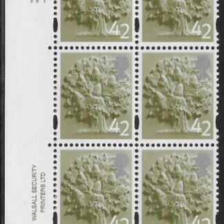 EN10  42p Oak Tree 2B    cyld. W1 W1  Phos W1    Walsall  U/M (MNH)