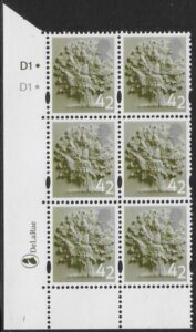 EN10  42p Oak Tree 2B    cyld. D1 D1 dot  Phos D1 dot  DLR  U/M (MNH)