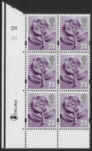 EN17  72p Tudor Rose 2B    cyld. D1 D1  no dot Phos D1  DLR  U/M (MNH)