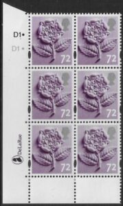EN17  72p Tudor Rose 2B    cyld. D1 D1 dot Phos D1 dot DLR  U/M (MNH)