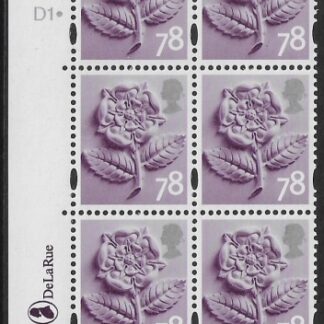 EN18  78p Tudor Rose 2B    cyld. D1 D1 dot Phos D1 dot DLR  U/M (MNH)