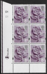 EN19  81p Tudor Rose 2B    cyld. D1 D1  no dot  Phos D1  DLR  U/M (MNH)