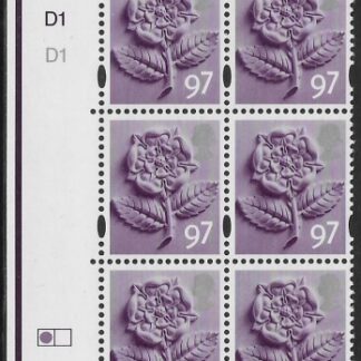 EN21  97p Tudor Rose 2B    cyld. D1 D1   Phos D1  (left grid)  DLR  U/M (MNH)