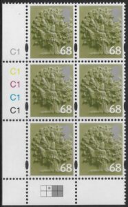 EN31  68p Oak Tree 2B   cyld. C1x5   Phos C1 Grid R1 C2 Cartor.  U/M (MNH)