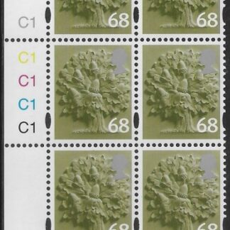 EN31  68p Oak Tree 2B   cyld. C1x5   Phos C1 Grid R1 C2 Cartor.  U/M (MNH)