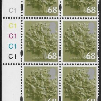 EN31  68p Oak Tree 2B   cyld. C1x5   Phos C1 Grid R1 C1 Cartor.  U/M (MNH)