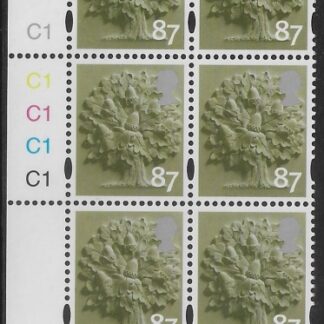 EN32  87p Oak Tree 2B   cyld. C1x5   Phos C1 Grid R2 C2 Cartor.  U/M (MNH)