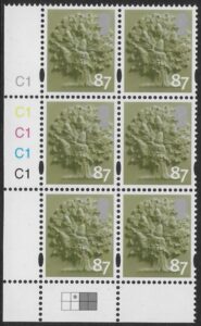 EN32  87p Oak Tree 2B   cyld. C1x5   Phos C1 Grid R1 C2 Cartor.  U/M (MNH)