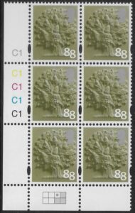 EN33  88p Oak Tree 2B   cyld. C1x5   Phos C1 Grid R1 C3 Cartor.  U/M (MNH)