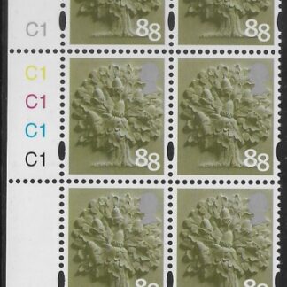 EN33  88p Oak Tree 2B   cyld. C1x5   Phos C1 Grid R1 C3 Cartor.  U/M (MNH)