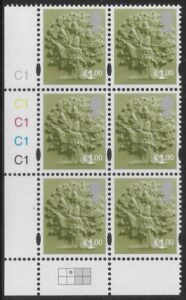 EN35  £1.00 Oak Tree 2B   cyld. C1x5    Phos C1 Grid R1 C2 Cartor. U/M (MNH)