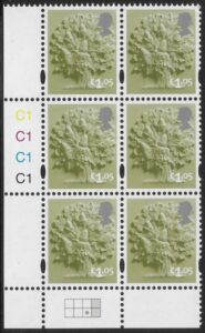 EN36  £1.05 Oak Tree 2B   cyld. C1x4    Phos C1 Grid R2 C3 Cartor. U/M (MNH)