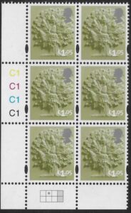 EN36  £1.05 Oak Tree 2B   cyld. C1x4    Phos C1 Grid R1 C2 Cartor. U/M (MNH)
