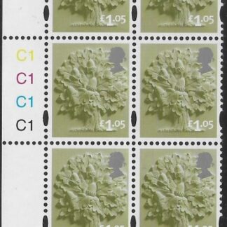 EN36  £1.05 Oak Tree 2B   cyld. C1x4    Phos C1 Grid R1 C2 Cartor. U/M (MNH)