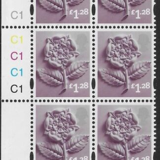 EN43  £1.28 Tudor Rose 2B   cyld. C1x5    Phos C1 Grid R2 C4 Cartor. U/M (MNH)