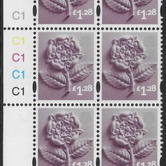 EN43  £1.28 Tudor Rose 2B   cyld. C1x5    Phos C1 Grid R1 C4 Cartor. U/M (MNH)